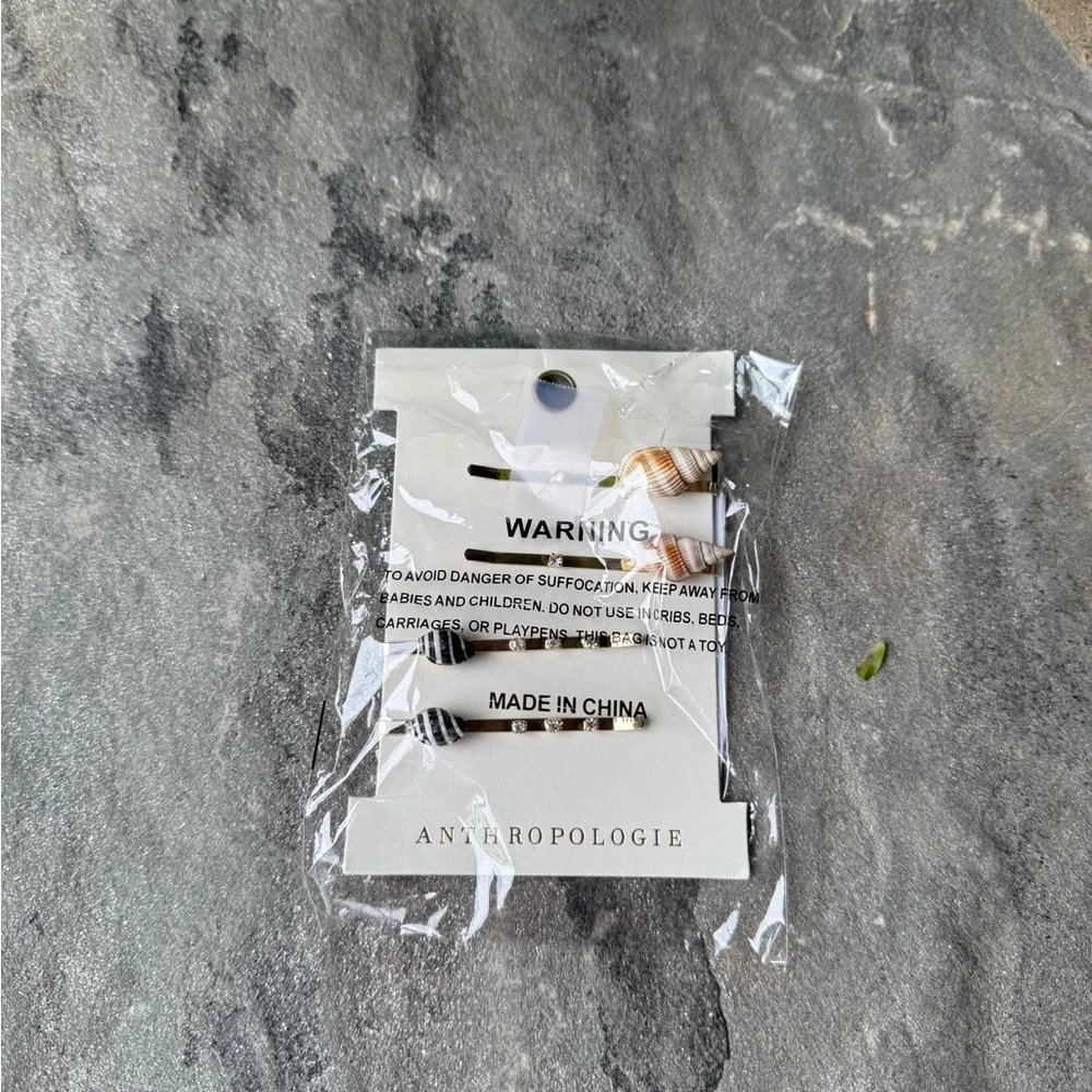 New🌟Anthropologie -Shell Bobby Pins, Set of 4 - Picture 4 of 5